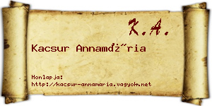 Kacsur Annamária névjegykártya
