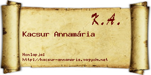 Kacsur Annamária névjegykártya